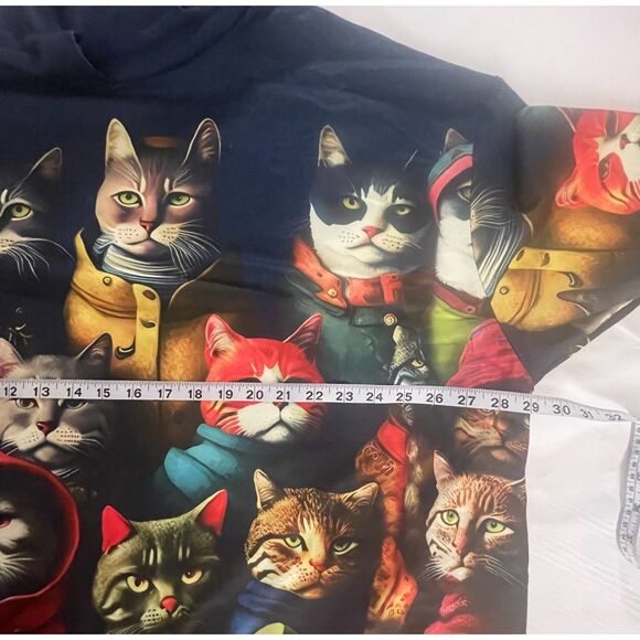 3D Cat Print Hoodie 5XL (Fits 3XL-4XL) Funny Novelty Animal Pullover Navy Blue - Picture 9 of 9